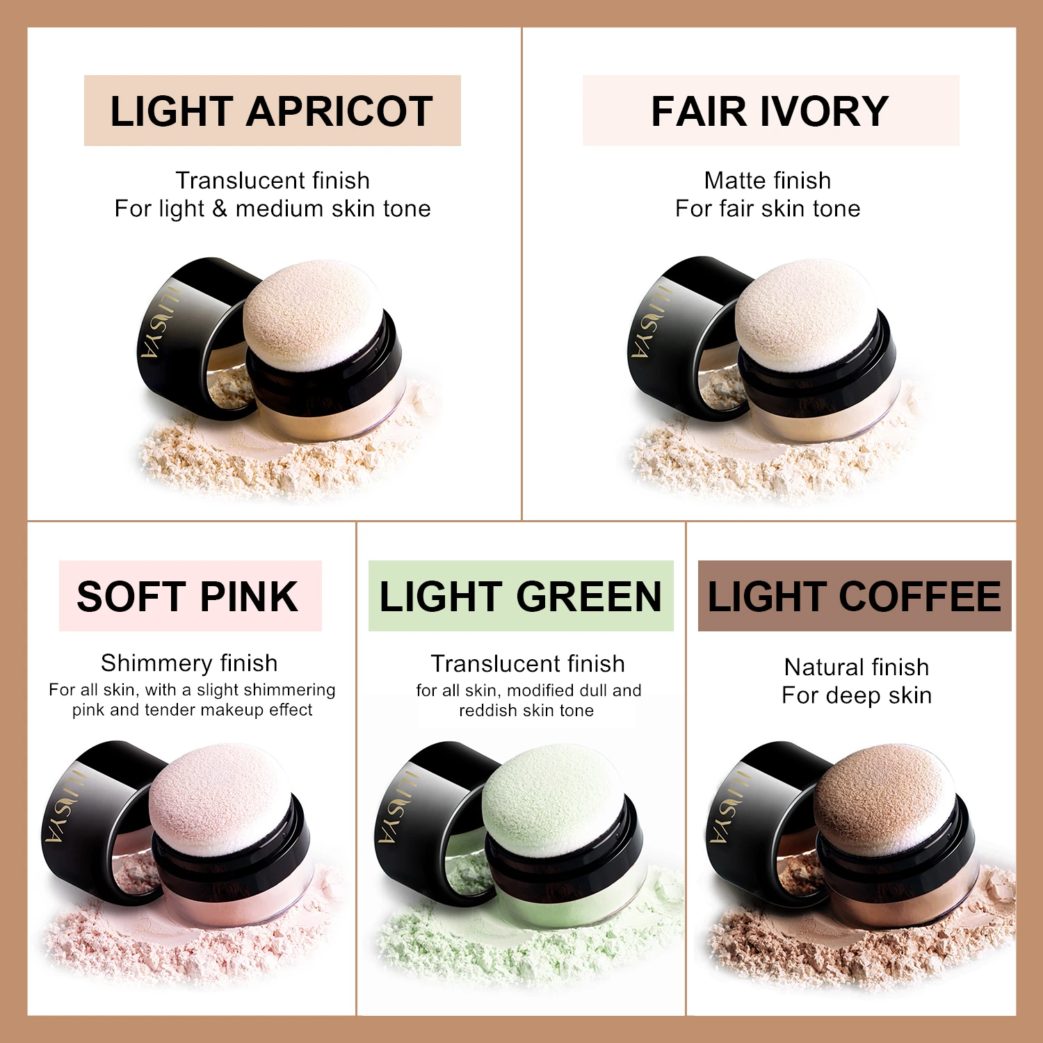 3 Boxes Makeup Setting Loose Powder With Powder Puff Waterproof Makeup Long-lasting Oil Control Concealer Skincare Sets