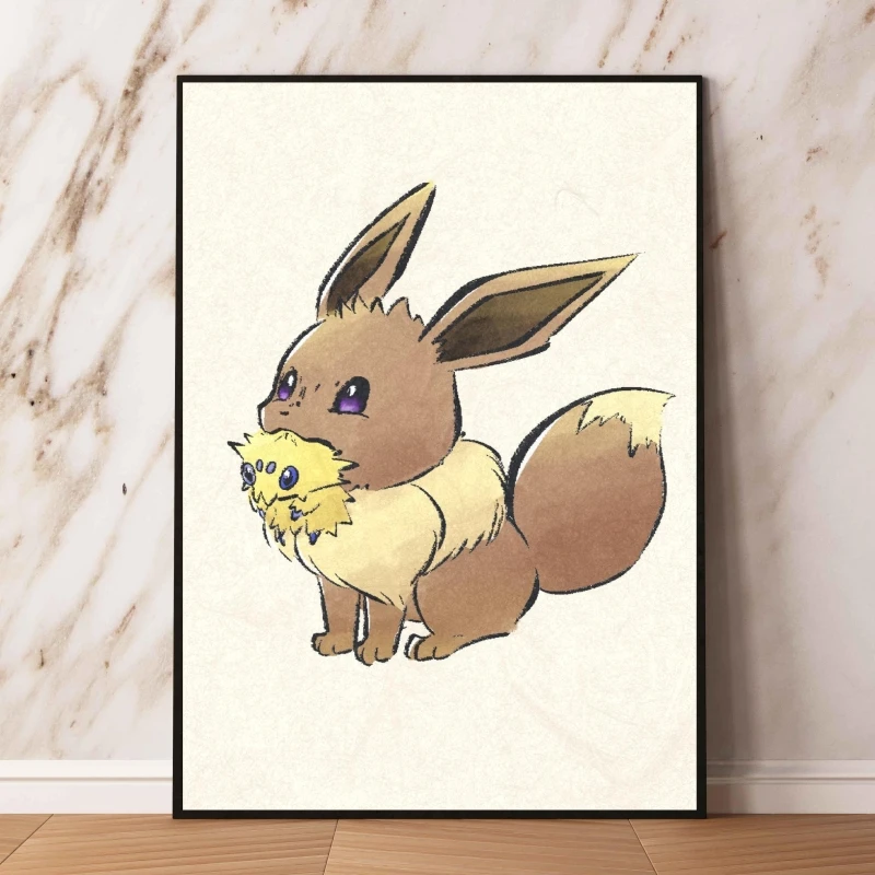 Print On Canvas Pokemon Eevee Painting Modular Prints Comics Pictures Wall Stickers Kid Action Figures Aesthetic Poster Classic