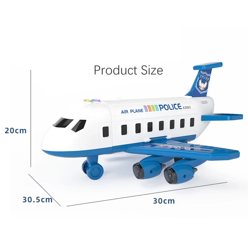 Avión de juguete de inercia para niños, pista de simulación de música de deformación, avión de pasajeros, coche de juguete, regalo para niños