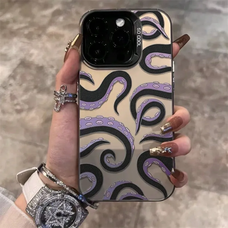 

Cute Octopus Tentacles Case for iPhone 16 15 14 13 12 11 Pro/ Max/Plus Shock-proof Back Cover Anti-Fingerprint