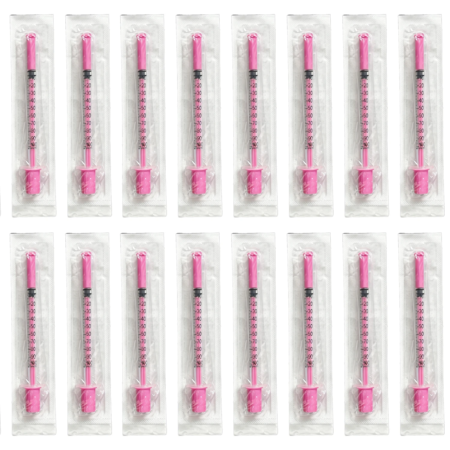 10/30/50Pcs Beauty 1ml Pink Insulin Syringe Needle 8mm EO Gas Sterilized in Blister Pack for Beauty Machine Tools Disposable