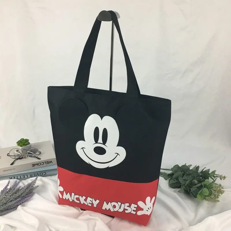 

Женская холщовая сумка с рисунком Диснея, Микки Мауса, сумка через плечо с героями мультфильмов, сумки для покупок