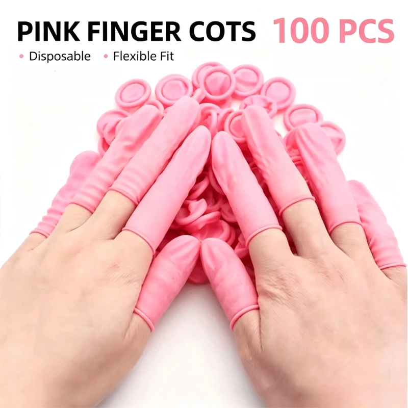 100PCS High Grade Versatile Pink Disposable Finger Cots Stylish Finger Covers for House Cleaning Cosmetic and DIYCraft Creations