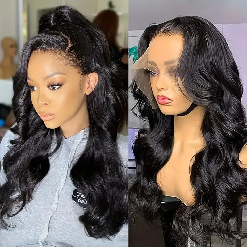 Rosabeauty13X6 HD Transparent Prebleached Body Wave  For Women Lace Frontal Wig 13X4 Front Human Hair Wig Water Wave 250 Density