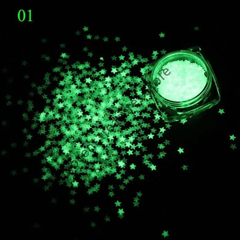 

3XUA Ночные флуоресцентные пигментные блестки для красоты, ухода за кожей, летний маникюр с блестками