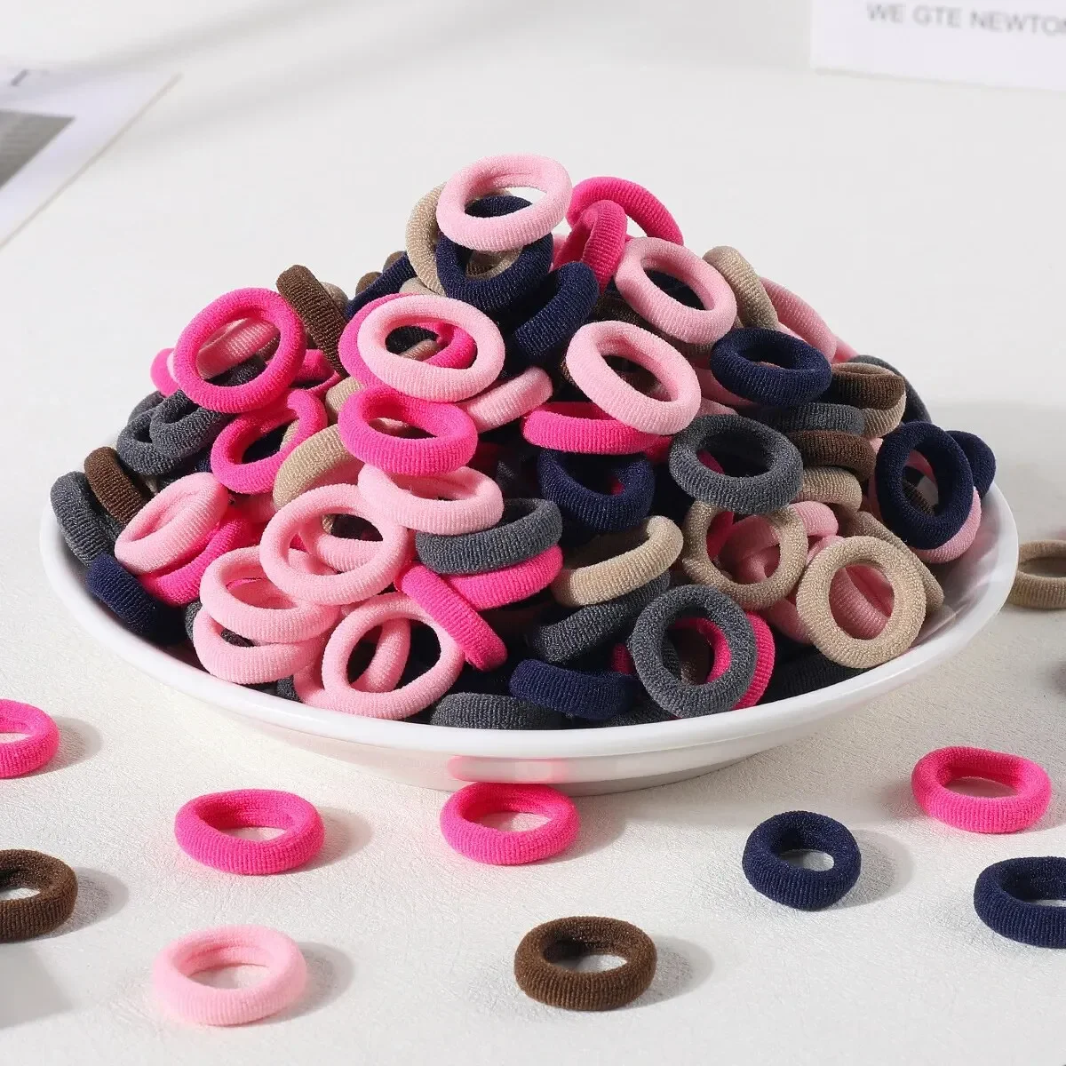 100PCS New Basic Nylon Ealstic Hair Ties for Girls Colorful Hair Band Ponytail Holder Scrunchie Rubber Band Kid Hair Accessories