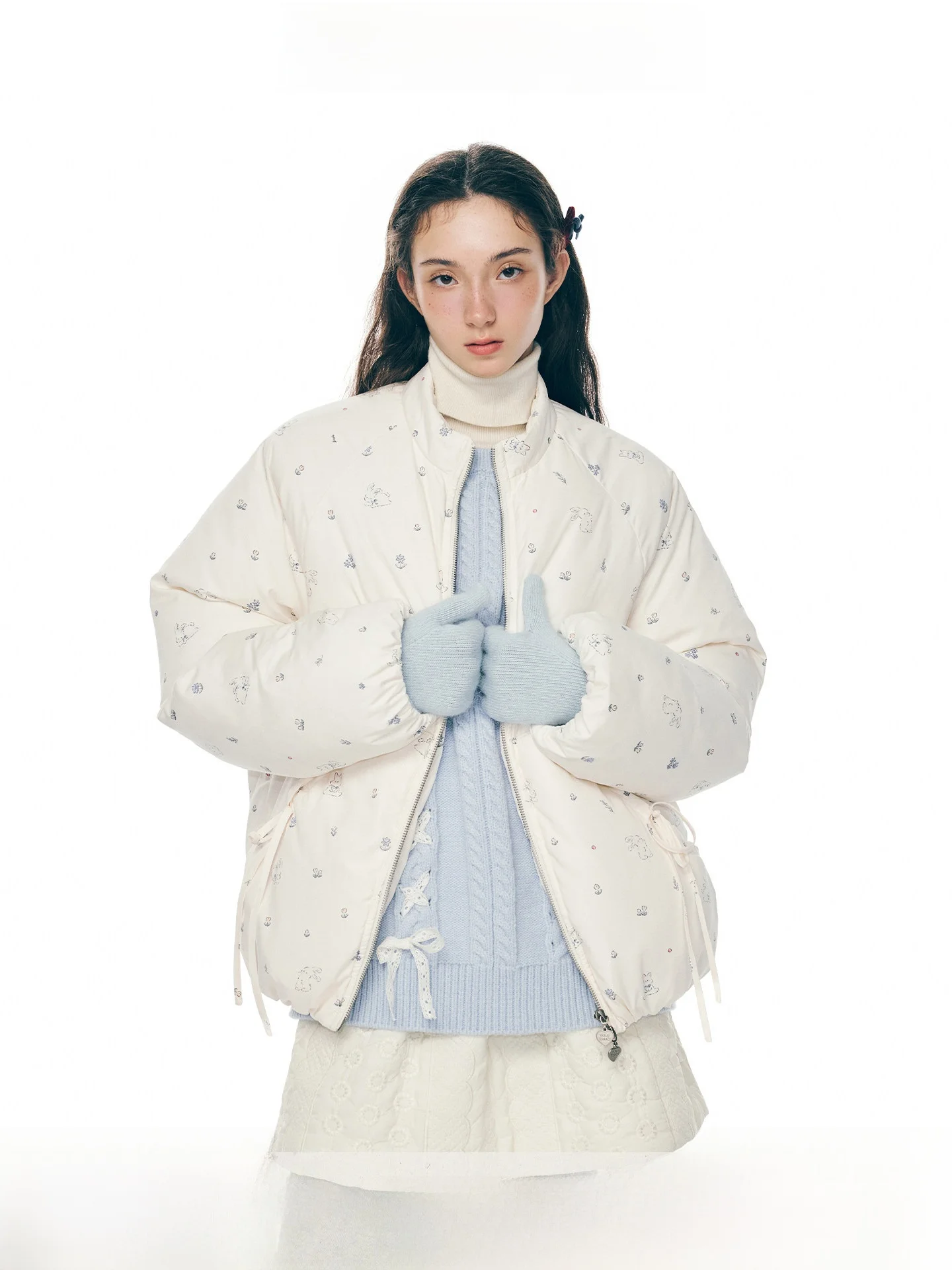 

WhyBerry Plu White Doll Thiened oulder Sve Stand Collar Soft Sle Long Sve Cotton Jaet Women's Faion Autumn ...