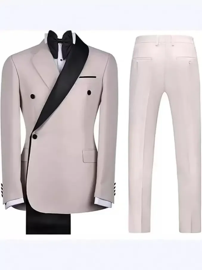 Mens Suits Casual Contrast Color Men 2 Pieces Single Breasted Wedding Groom Tuxedos Customized Blazer Pants Traje Juvenil