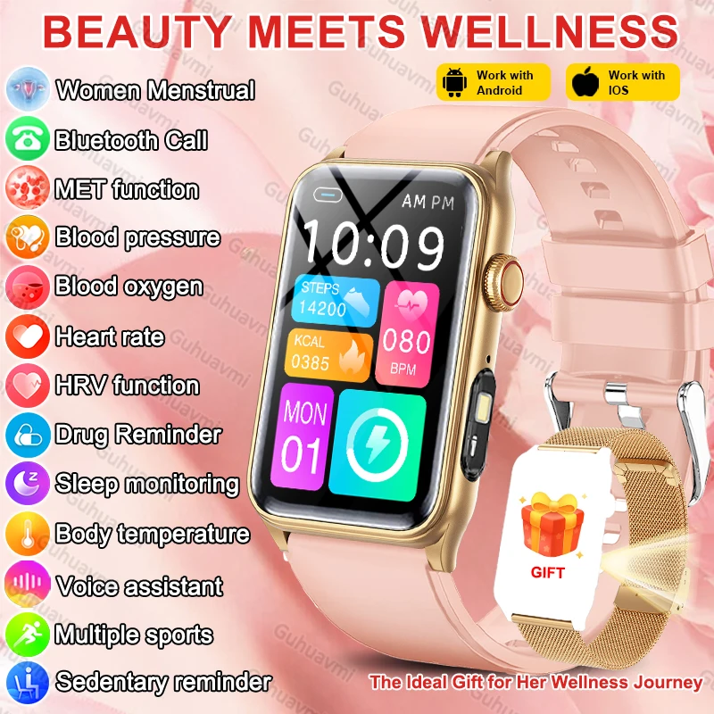 

Смарт-браслет для XIAOMI Health, женский подарок, кровяное давление MET, женский менструальный мониторинг сна, умные часы для Android и IOS, новинка