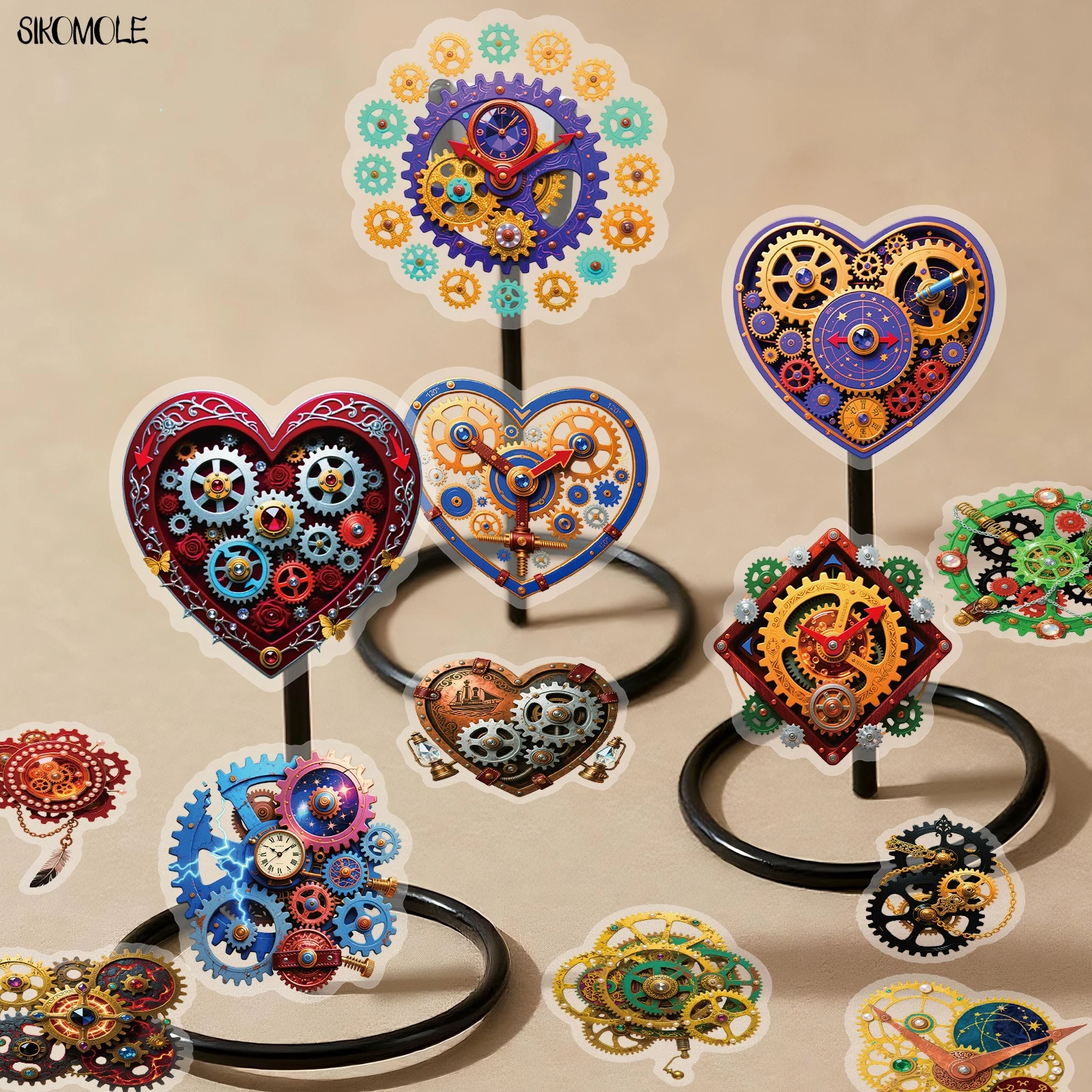 56 pezzi Punk Gear adesivi PET trasparenti decorazione ingranaggi meccanici conto a mano chitarra skateboard materiale adesivo graffiti