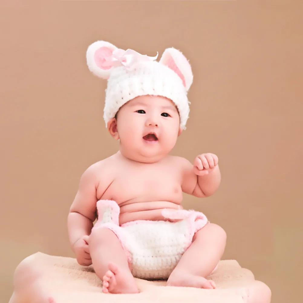 

1 set Photo Costume Crochet Outfit Rabbit Design For Easter Photography Prop Comfortable Wear Gift