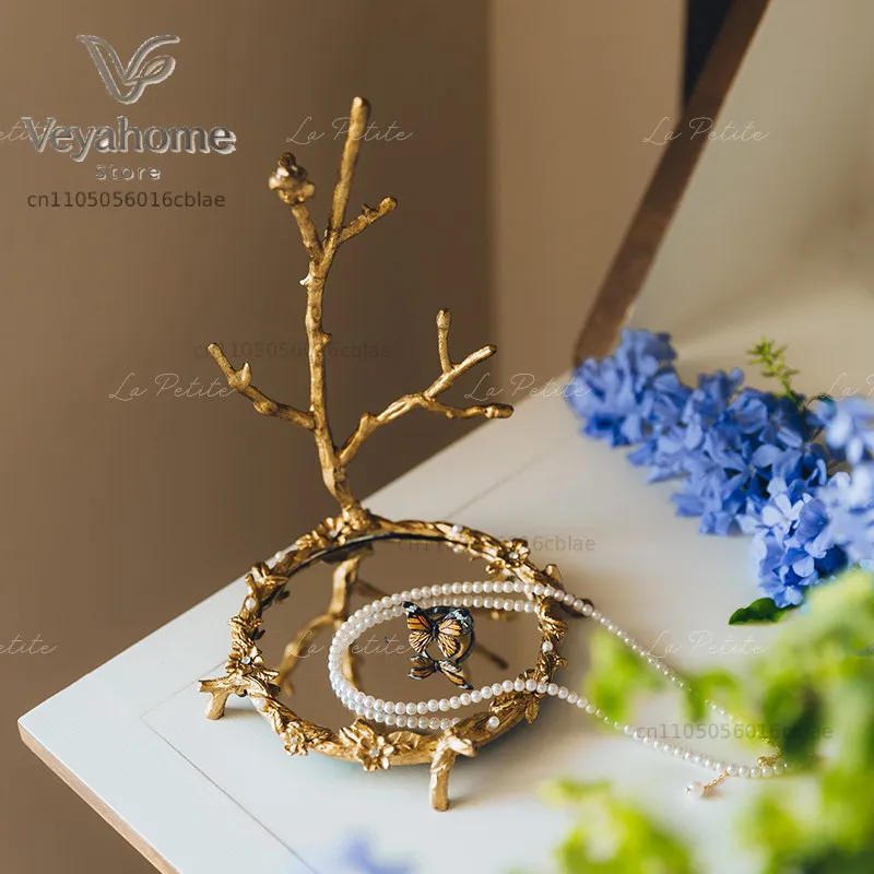 Jewelry display rack, retro desktop decoration, dresser, earrings display rack, entrance entrance storage ornament