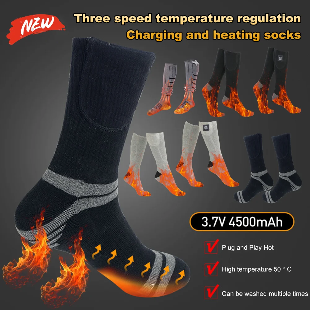 الشتاء تسخين كهربائي الجوارب USB شحن التدفئة الحرارية Thermosocks جهاز تدفئة القدمين الجوارب الرحلات تزلج الدراجات في الهواء الطلق الجوارب الدافئة #1