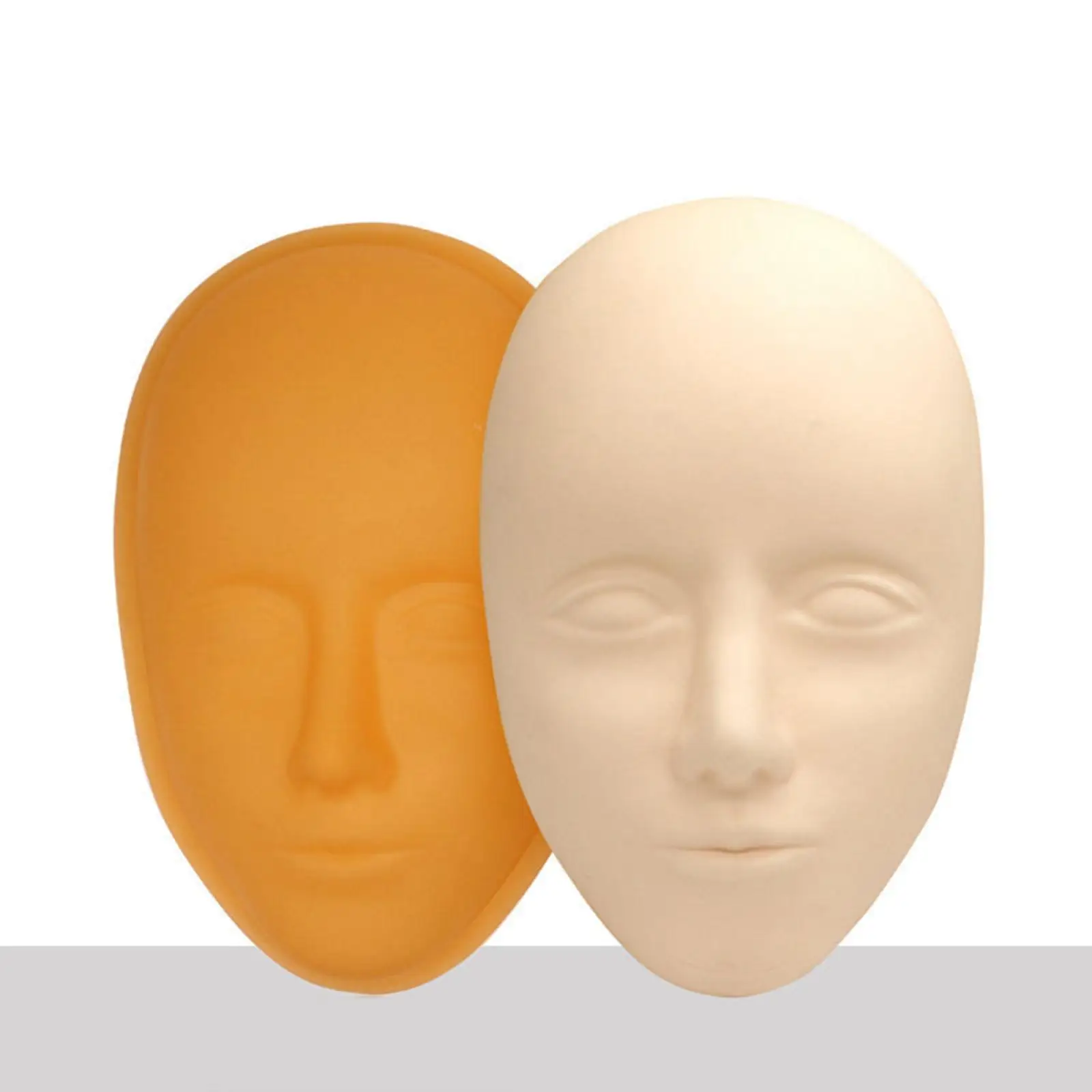 6xSilicone Practice Skin Head with Skin Support Base for Beautician Artists