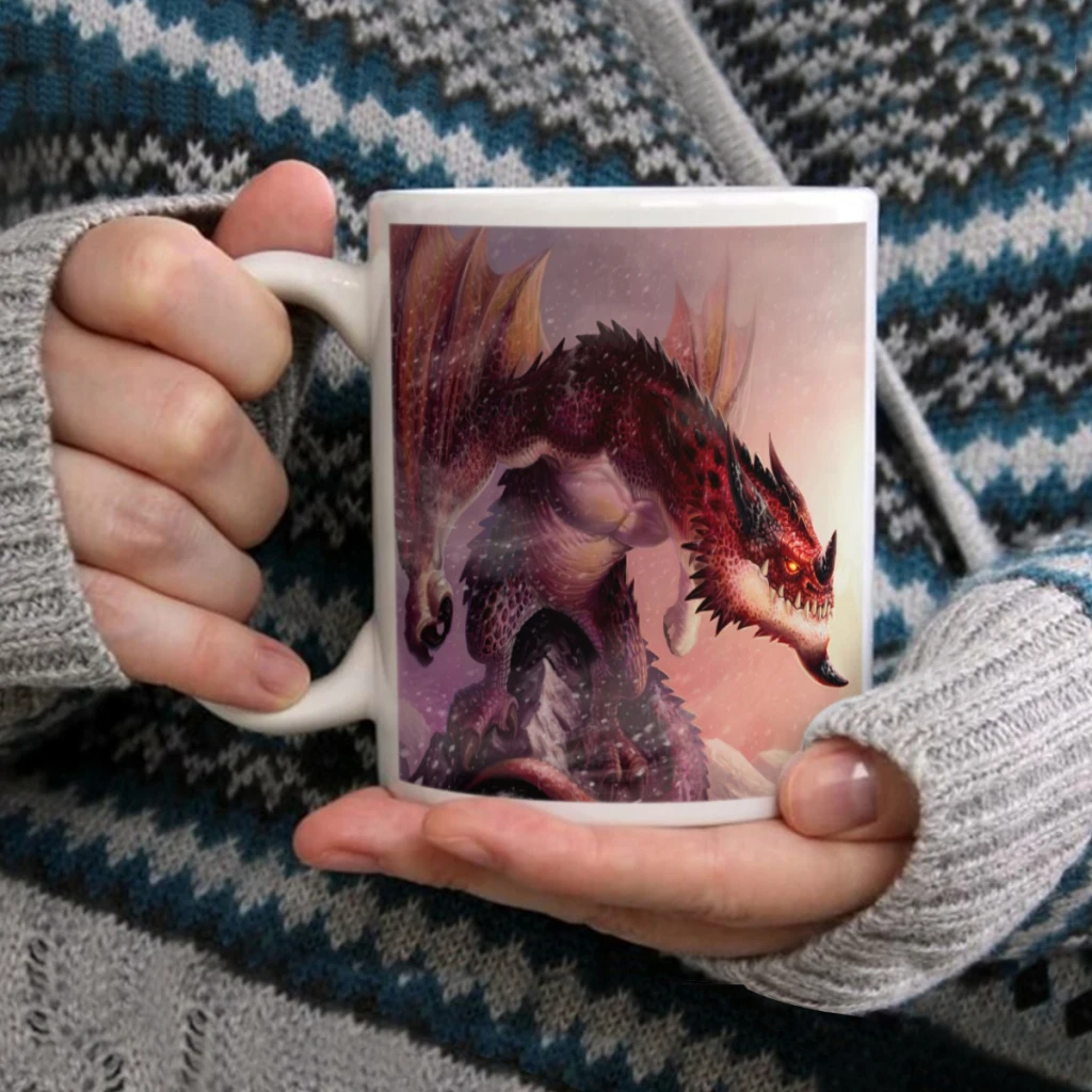 Nordic Fantasy Dragon 11oz Ceramic Mug Perfect for Coffee Tea Double Sided Design for Unique Gift Idea