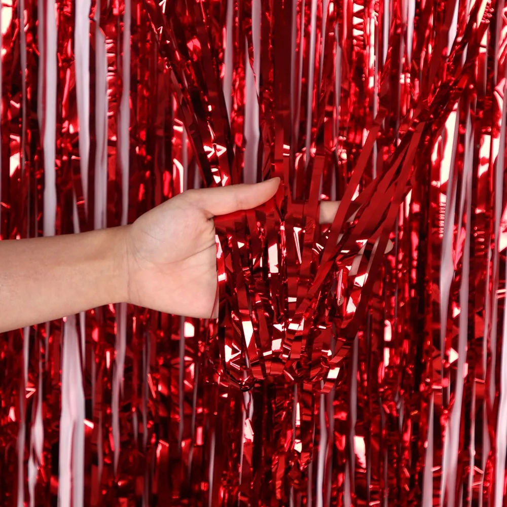 1*2M Party Hintergrund Metallic Folie Fringe Lametta Vorhang Erwachsene Geburtstag Party Hochzeit Decor Baby Shower Party Hintergrund photozon
