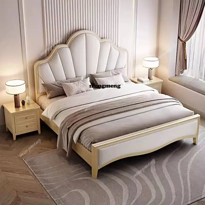 

Fashionable Confortable Bed Apartment Design Light Luxury Vintage Create Bed Unique Light Luxury Organizer Cama Casal Furniture