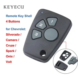 Keyecu Keyless Entry Remote Key Shell Case Cover 4 Buttons for Chevrolet Cruze Spark Onix Silverado Volt Camaro Aveo Sonic