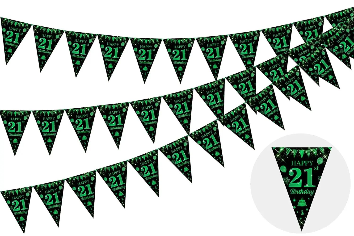 

Happy 21st Birthday Bunting Banner for Happy 21st Birthday Triangle Flag Banners Twenty One Birthday Party Supplies for Him Her