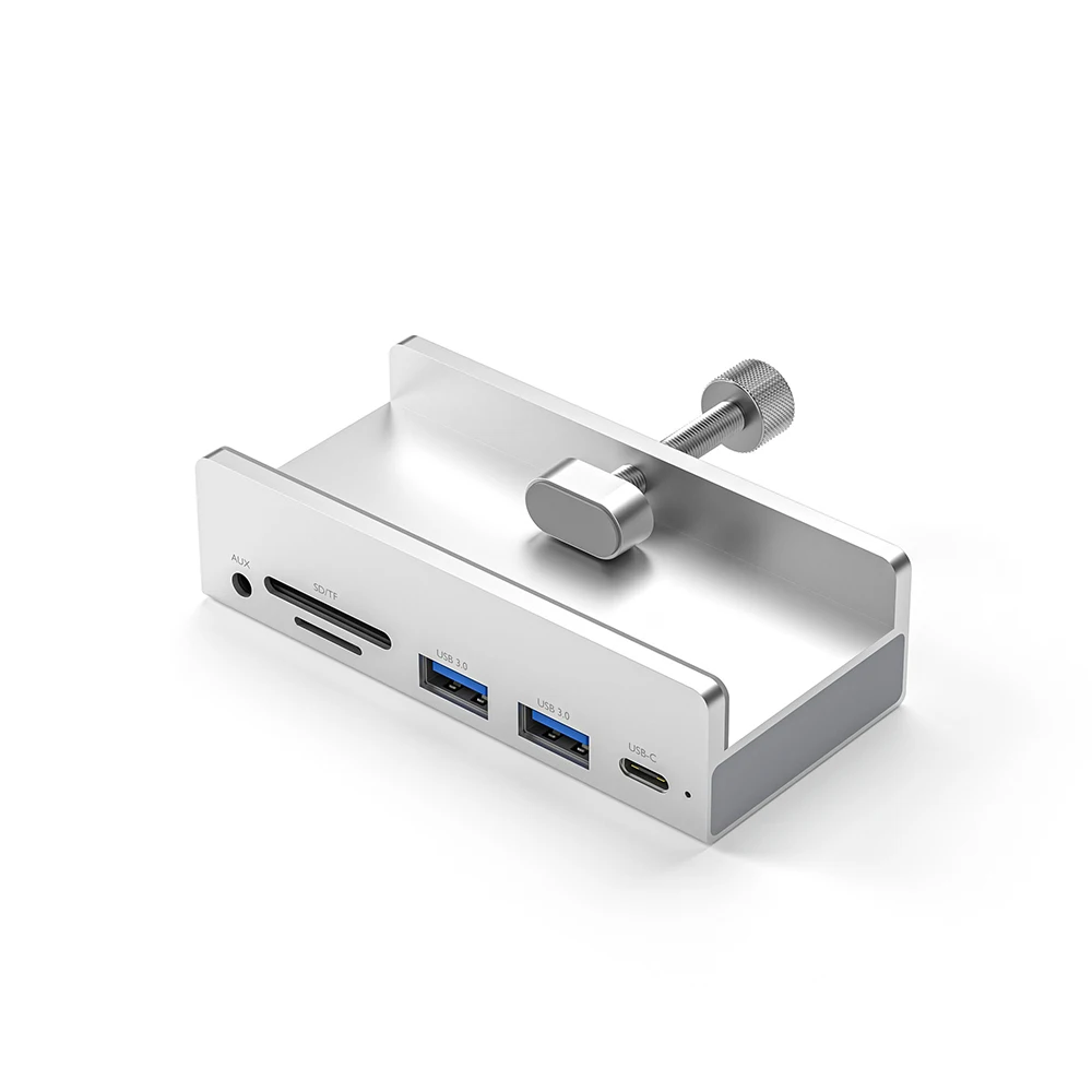Picture 7: USB C HUB Docking Station Mount on Desk Computer 3.5mm AUX Type C Cable Micro SD Card Reader Disk Data Transfer Charge Dock