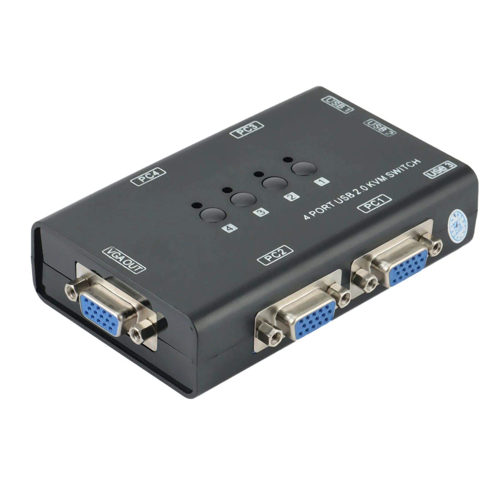 KVM Switch,USB VGA KVM Switch For 4PC Sharing One Video Monitor And 3 USB Devices,For PC, Keyboard, Mouse, Scanner