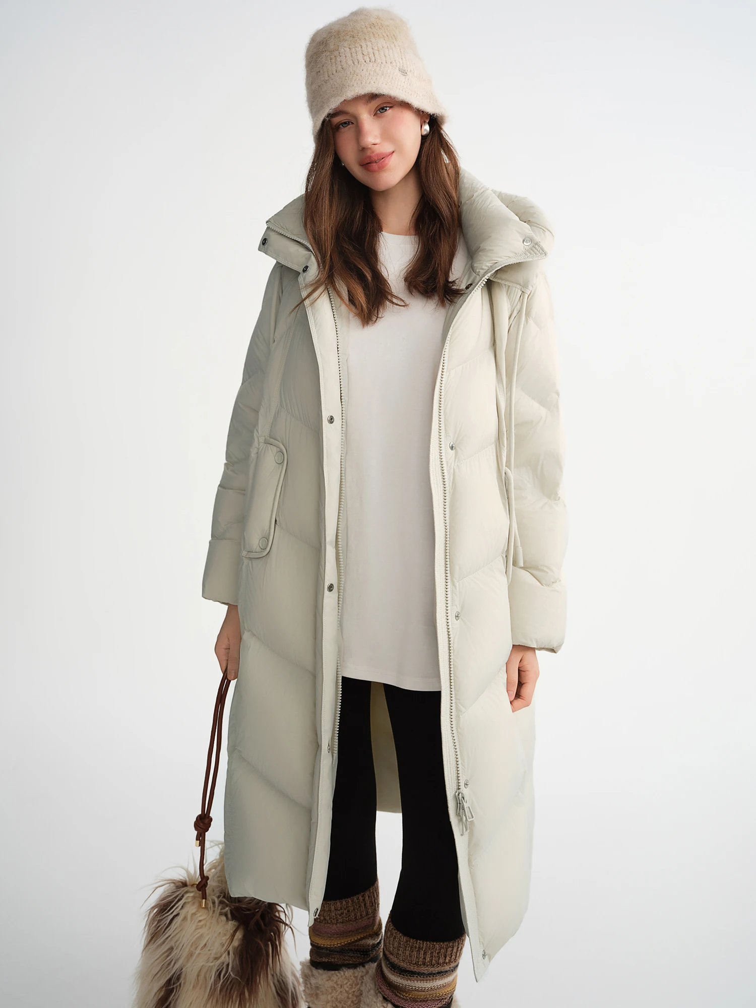 DUSHU سترة نسائية مريحة دافئة بياقة واقفة وقلنسوة سترة شتوية 2025 NewTriple حماية قصيرة إصدارات طويلة متاحة