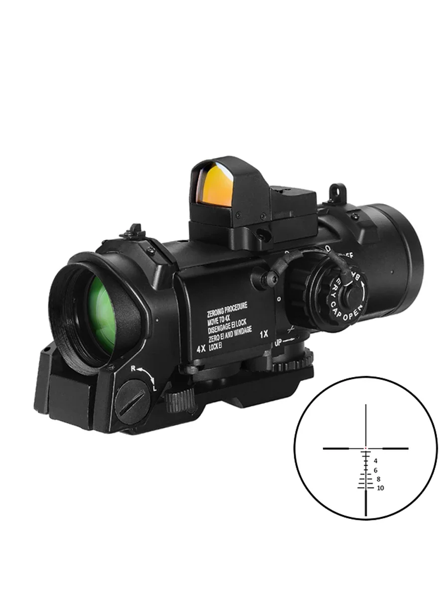 1x-4x Vaste Dual Purpose Scope met Mini Red Dot Scope Red Dot Sight Jachtkijkers