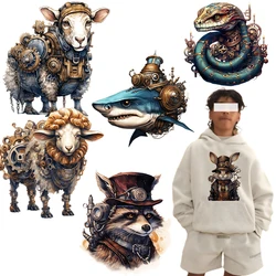 Retro Steam Animal World Combination Patches For DIY Heat Transfer clothing Thermal transfer stickers Decoration Printing