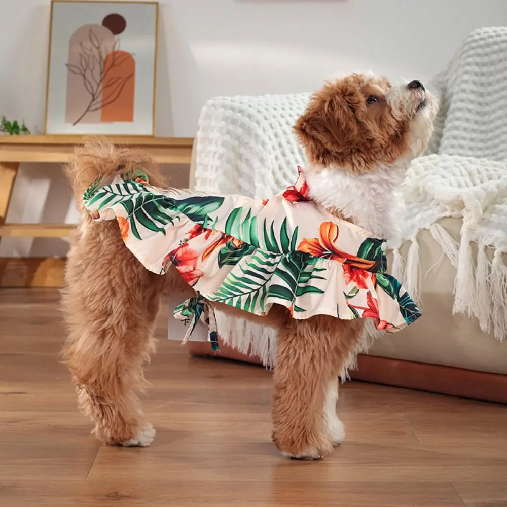

Creative Hawaiian Style Pet Beach Shawl Skirt Sun Protection Cool Dog Vacation Skirt Breathable Cat Cape Dress Summer
