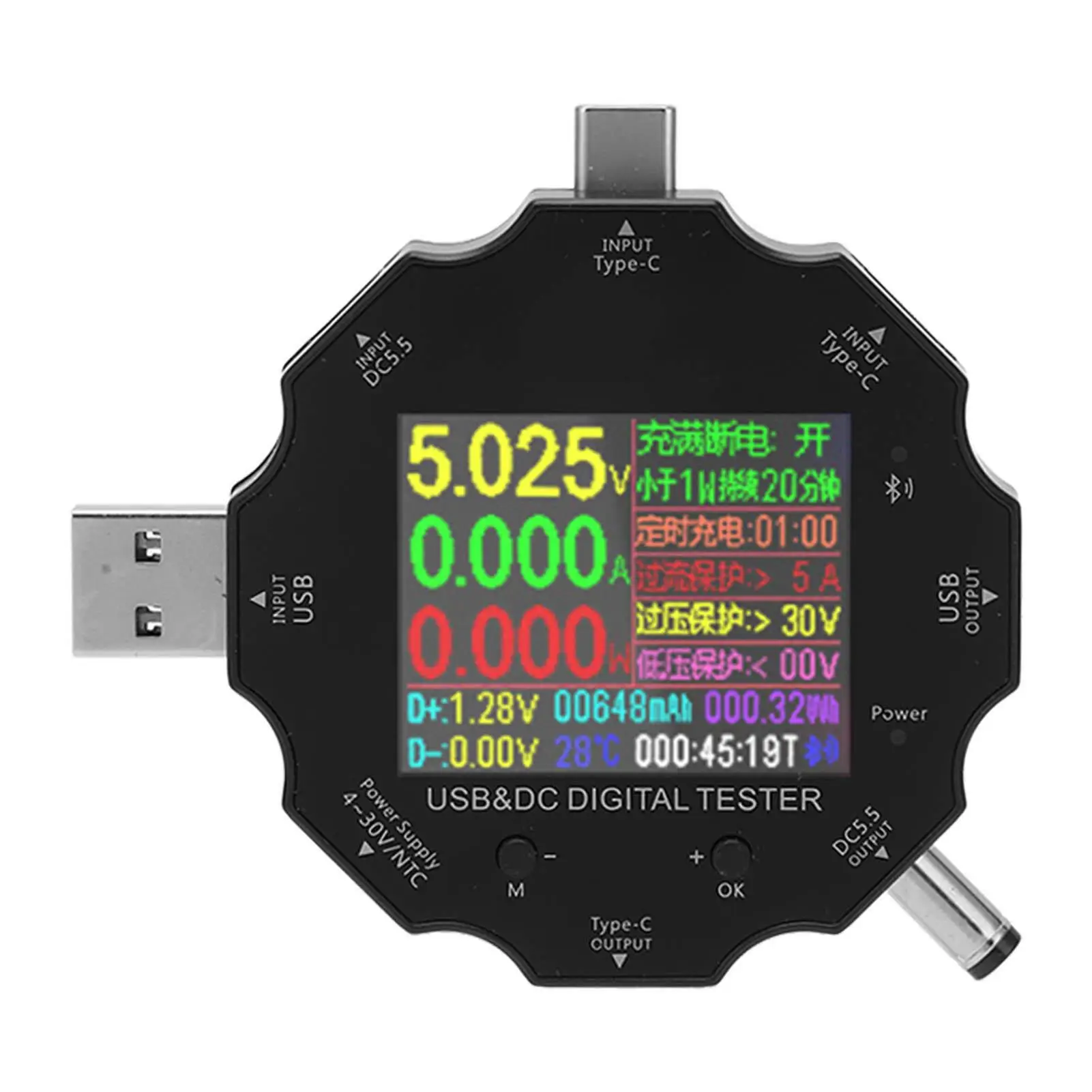 DC 3.6-32V USB Digital Voltage Ammeter Meter with Display for Charging Detection Instrument