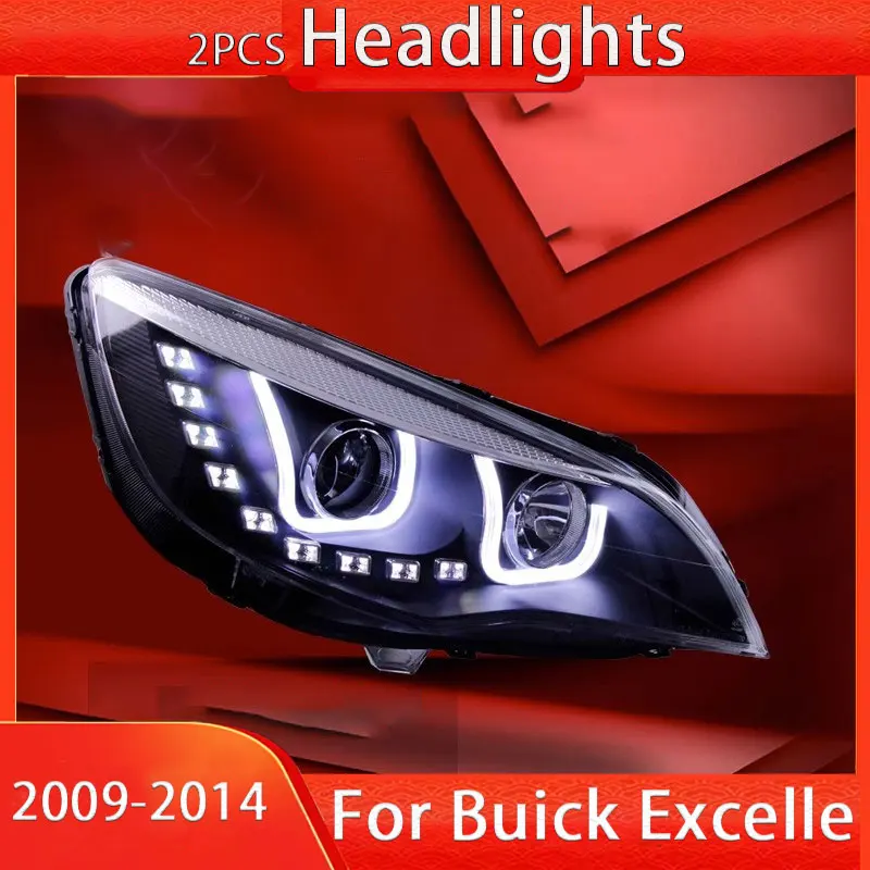 

Car Headlights For Buick Excelle XT 2009-2014 Head Lights LED Angel Eye Daytime Running Light Dual Light Lens