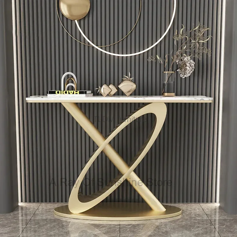 European Creative Console Tables Luxury Slate Console Table Hallway Home Living Room Furniture Modern Wall Porch Table Bv