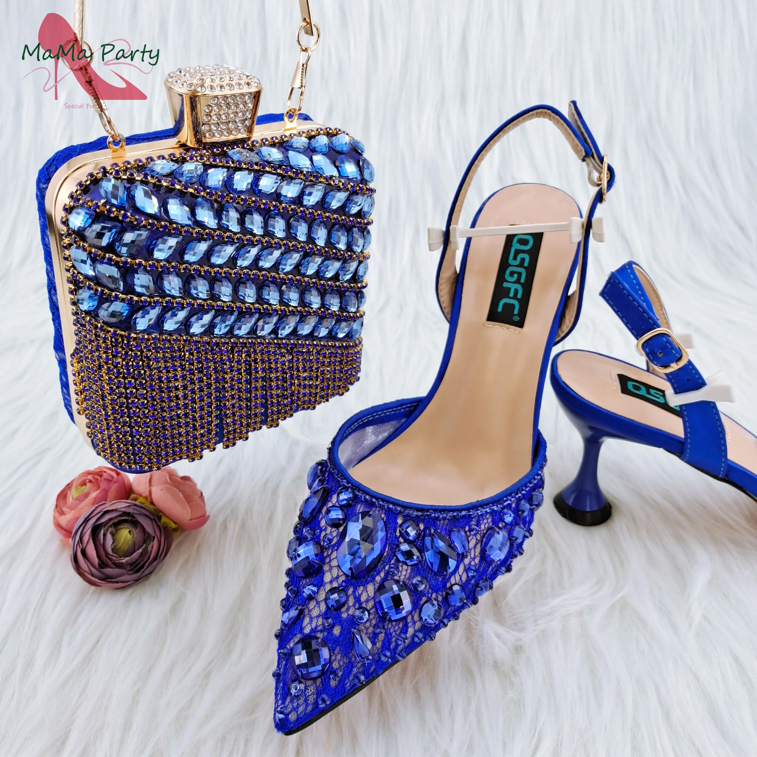 2024 Special New Design Italian Women Shoes and Bag Set in Royal Blue Color Nigerian Ladies Pumps for Wedding