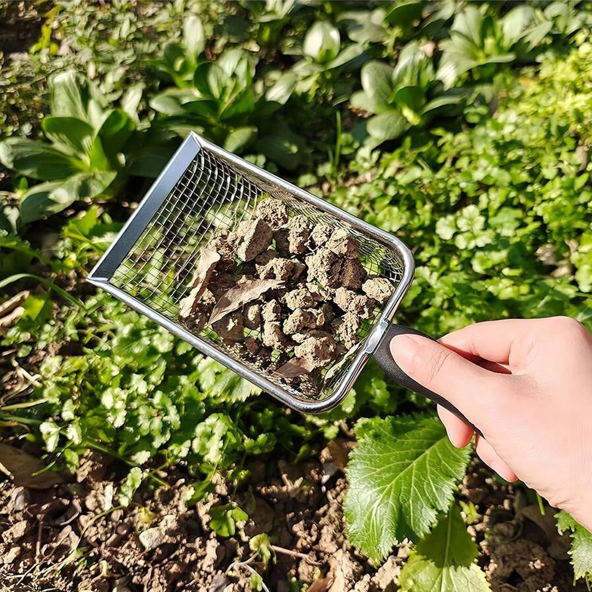 Stainless Steel Filter Gardening Shovel Soil Sieve Outdoor Beach Net Shovel Shell Toy Game Digging Net Shovel, Cat Litter Shovel