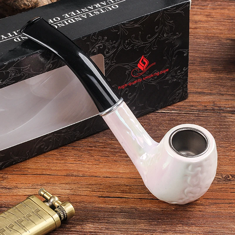 

New Clip white Resin Hookah mouthpieces retro Remove to Clean Cigarette Holder Handmade Healthy Smoke Pipe For Boyfriend Gift