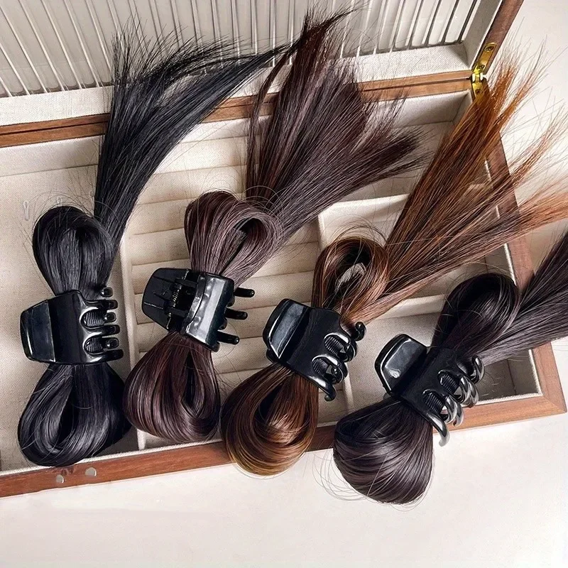 شعر مستعار اصطناعي على شكل ذيل حصان من H&STAR، قطعة شعر قصيرة مستقيمة غير مرئية للنساء #5