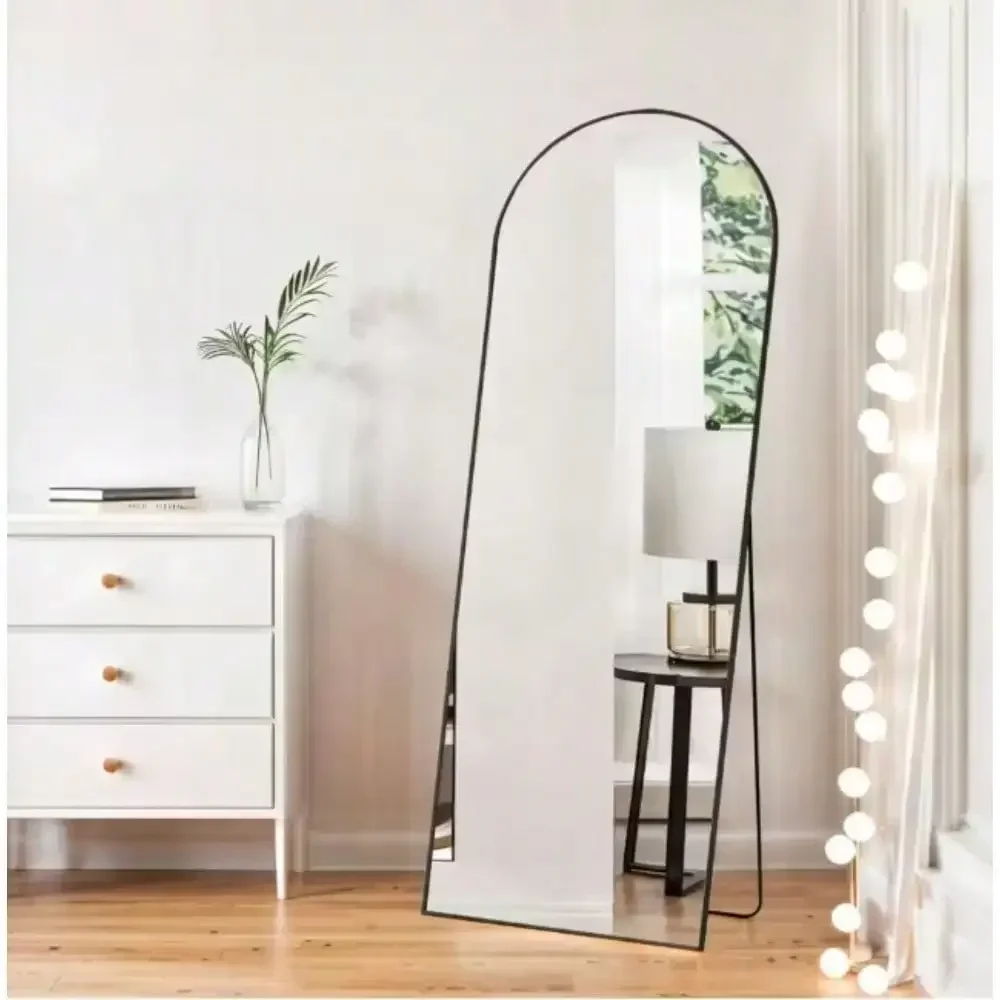 

Full Length Arched Top Wall Mount Bathroom Vanity Mirror with Stand Aluminum Alloy Thin Frame Suitable for a bedroom, etc