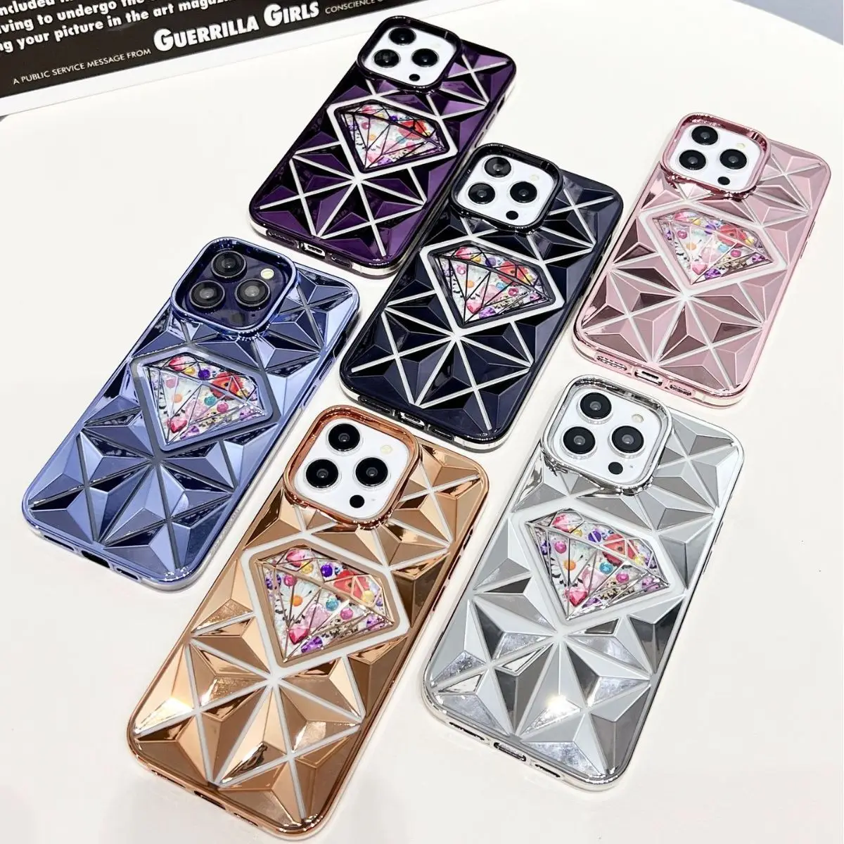 

Luxury Stereoscopic Rhombic Diamond Phone Case For iPhone 15 14 13 12 11 ProMax 15 14 Plus Electroplated Fall Protection Case