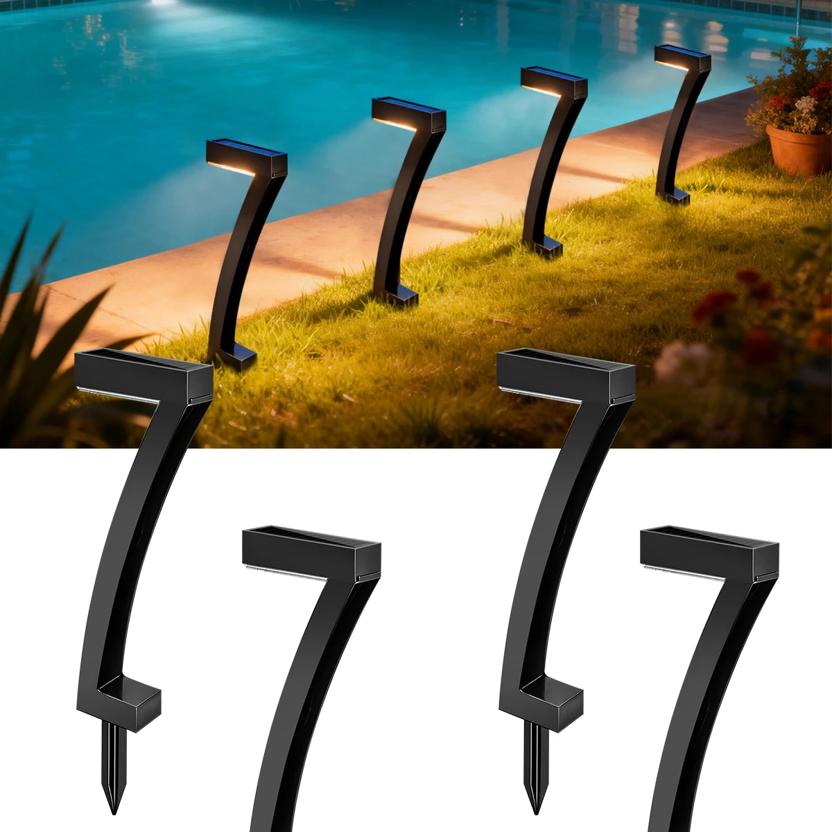 Decorative Solar Ground Lights 7-Shape IP65 Waterproof Pathway Lights for Garden Lawn Auto Dusk to Dawn Solar Decor Light