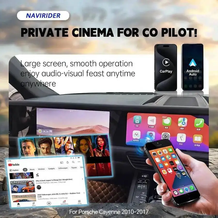 For Porsche Cayenne 2010-2016 Android 12.3+12.3Inch Dual Screen 12+256GB Carplay Upgraded Interactive Multimedia Video Player
