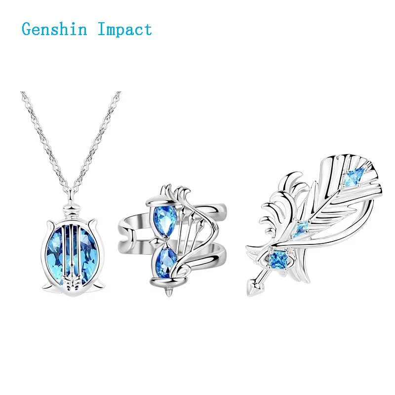 

Anime Genshin Impact Theme Badge Brooch Pin Necklace Ring Pendant Chain Choker Jewelry Finger Rings Fashion Gift Cosplay