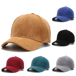 Wiosenna jesienna sztruksowa czapka z daszkiem dla kobiet Unisex w stylu Vintage solidna Snapback czapki hip-hopowe zimowa regulowana sportowa czapka na zewnątrz