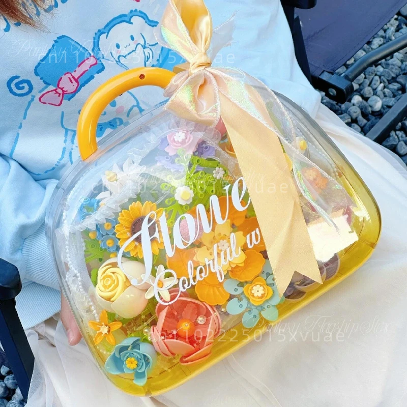 

New Building Blocks Romantic Flowers Handbag Toy Eternal Flower Bouquet Assembly Model Ornament Girlfriend Valentine's Day Gift