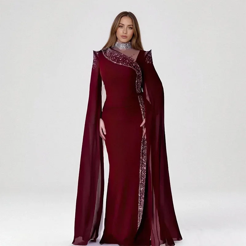 فساتين الحفلات المسائية الفاخرة الماس اضافية طويلة الأكمام ثوب للنساء أفريقيا ملابس الزفاف حفلة موسيقية Bodycon رداء طويل Dashiki