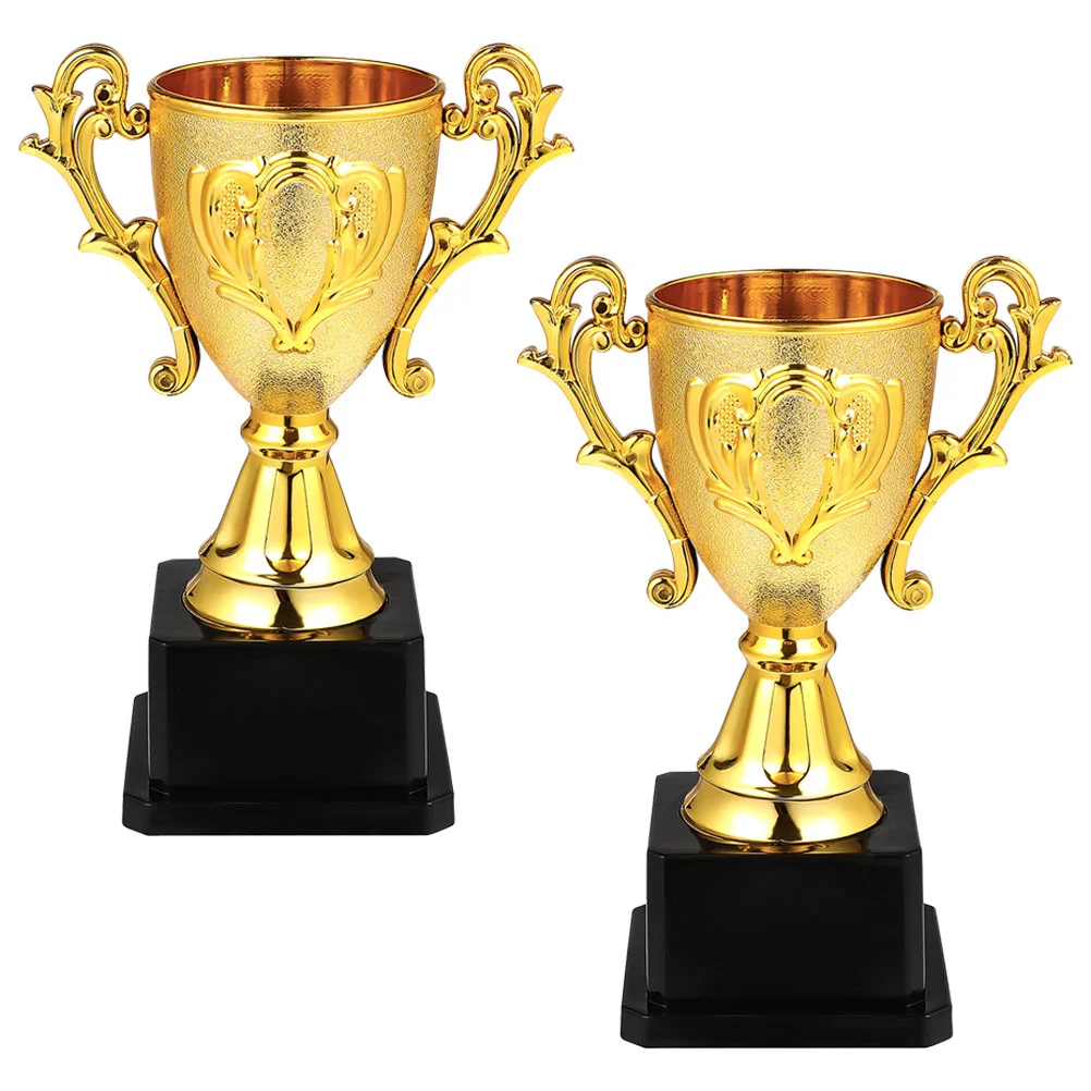 2 Pcs Trophy Kid Prop Small Party Ornaments Plastic Reward Adornments Children Mini Trophies