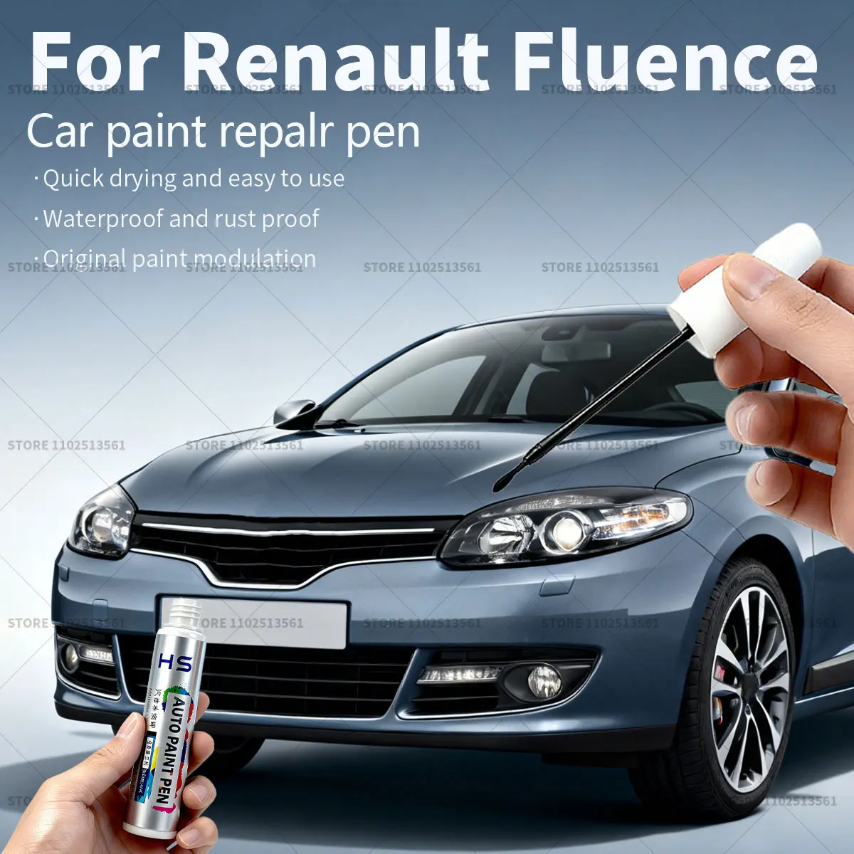 Ручка для ремонта автомобильной краски Renault Fluence, средство для удаления царапин, сделай сам, автоаксессуары, белый QYA, синий TXA, коричневый CXA, серебристый, черный