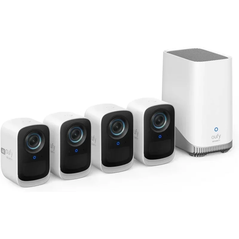 

Для Eufy security eufycam S300 3C) комплект с 4 камерами, наружная беспроводная камера, 4K, расширяемая локальная память, распознавание лица