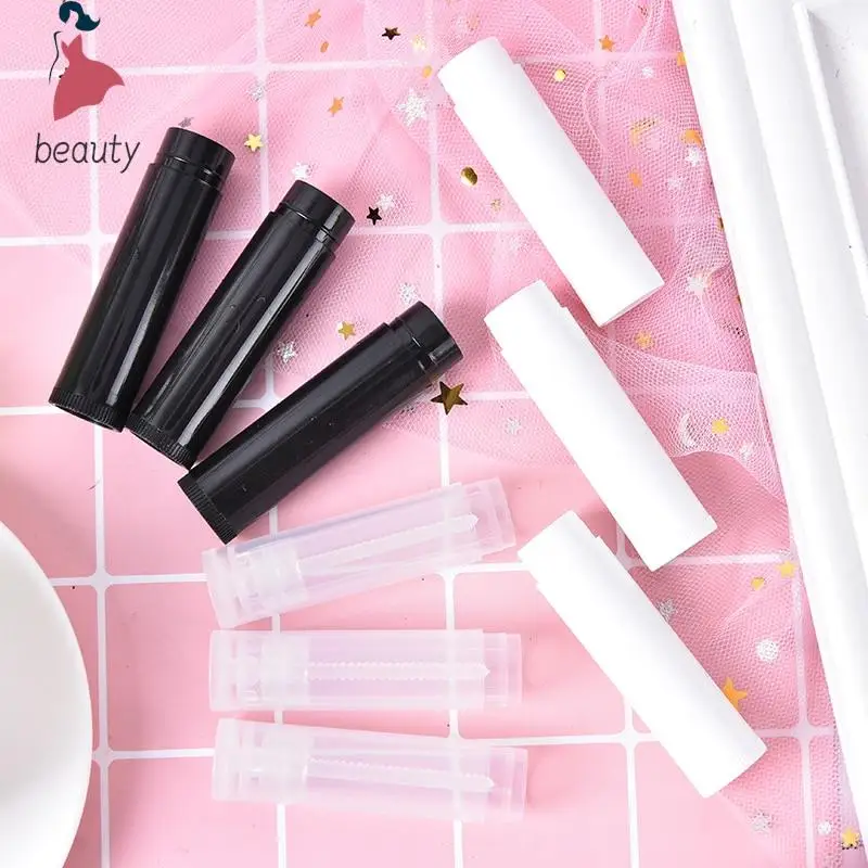 100pcs Clear Black White Balm Tube Container With Cap Cosmetic Sample Container 5ml Diy Empty Lipstick Bottle Lip Gloss Tube Lip