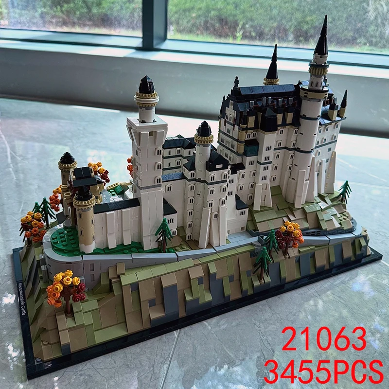 3455 Piezas de Bloques de Construcción del Castillo de Neuschwanstein, Ladrillos de Decoración para Habitaciones, Modelo de Arquitectura Compatible con 21063, Regalos de Cumpleaños