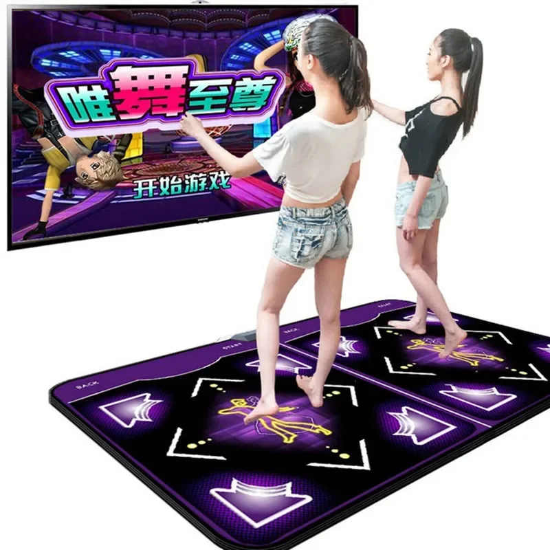 Somatosensory Game Double Wired Dance Mat Yoga Jogging Games Aerobics Sports Computer TV Dual Use with 2 Gamepads Blanket 11mm